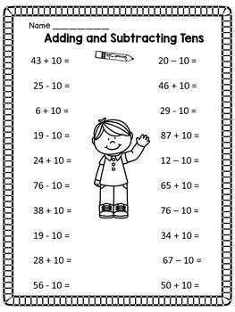 Help your child practice their 2-digit addition and subtraction skills with these printable worksheets. Each worksheet includes a variety of problems, with increasing difficulty. Perfect for homeschoolers and teachers alike!  Click here to download the worksheets: Math Subtraction Worksheets, Math Worksheets For Kids, Maths Learning, Kindergarten Math Worksheets Addition, Math Fact Worksheets, Educational Tips, Classroom Goals, Math Subtraction, Base Ten Blocks