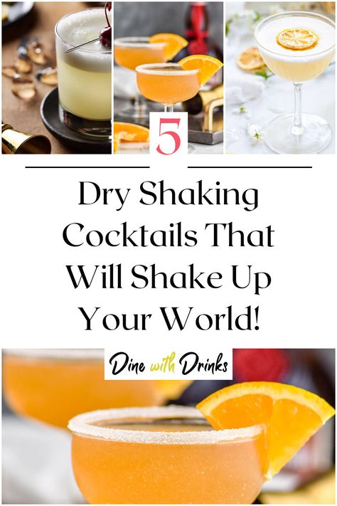 Collage of 4 dry shaking cocktails. Shaken Cocktail Recipes, Shaken Cocktails, Mixology Drinks, Shaken Not Stirred, Shakes Drinks, How To Make Drinks, Perfect Cocktails, Cocktail Making, Drink Up