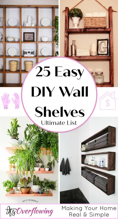 Box Wall Shelves Wall Mounted Storage Ideas, Unique Shelving Ideas Wall Shelves, Homemade Shelves Bedroom, Cheap Wall Shelves Diy, Wall Wood Shelf Ideas, Easy Diy Shelves Wall Shelves, Diy Decorative Shelf, Diy Small Wall Shelf, Shelfs For Bedroom Wall