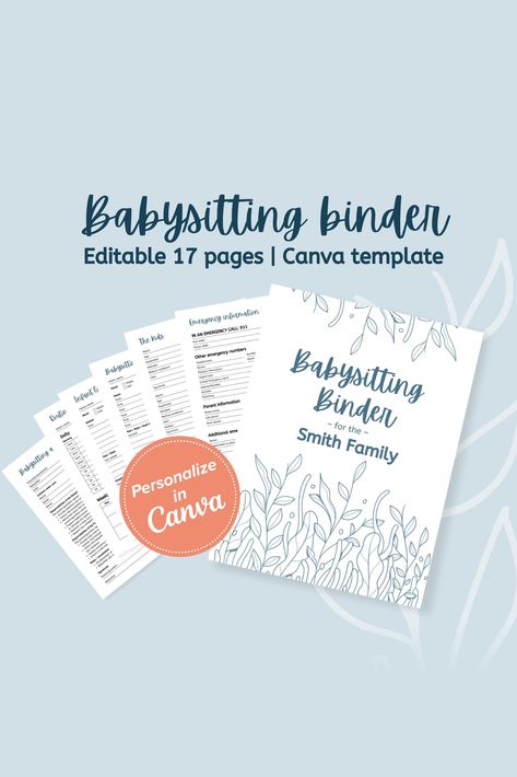 🎉 Attention parents! Simplify your babysitting experience with our customizable Babysitting Binder digital template! 🎉   Perfect for ensuring your babysitter has everything they need, this Canva-ready babysitter template includes 17 thoughtfully designed pages to keep your household running smoothly. From emergency procedures and schedules to daily babysitting notes, this babysitter kit helps you provide all the essential info in one place. Babysitting Notes, Babysitting Binder, Babysitter Binder, Infant Daily Report, Babysitter Notes, Emergency Procedures, Daily Report, Medical Kit, Emergency Call