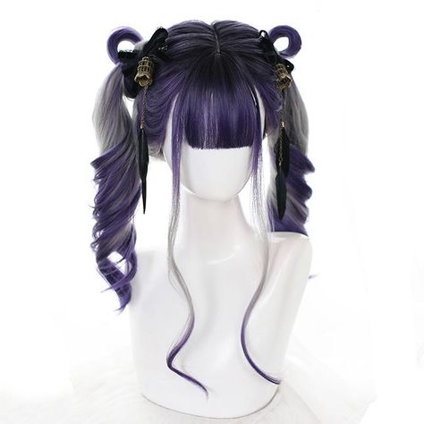 Kawaii Wigs, Pelo Anime, Double Ponytail, Korean Anime, Hair References, Ponytail Wig, Gray Gradient, Cosplay Hair, Kawaii Hairstyles