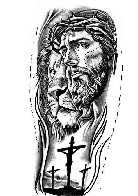 Crucifix Tattoo Men, Jesus Is King Tattoo, Tattoo Jesus Cristo, Crucifix Tattoo, Card Tattoo Designs, Torso Tattoos, Rose Tattoos For Men, Jesus Drawings, God Tattoos