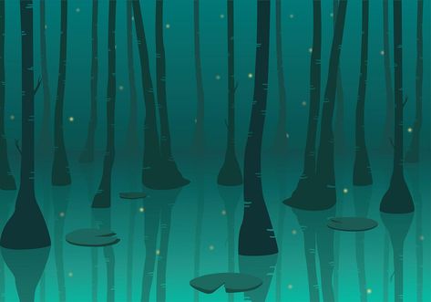 Swamp Background, Night Background, Free Vector Illustration, Free Hand Drawing, Silhouette Free, Animal Games, Landscape Illustration, Animation Background, Backgrounds Free