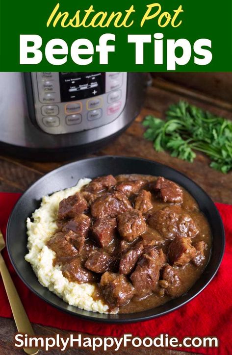 Pressure Cooker Beef Tips, Pressure Cooker Stew, Instant Pot Beef Tips, Beef Braised, Beef Tip, Beef Tips And Noodles, Beef Tips And Rice, Pressure Cooker Beef, Simply Happy Foodie