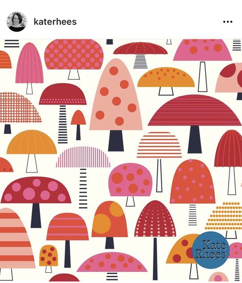 Colourful Widgets, Retro Muse, Kate Rhees, Emblem Ideas, Retro Pattern Geometric, Mushroom Illustrations, Mushroom Illustration, Hello June, Draw Flowers