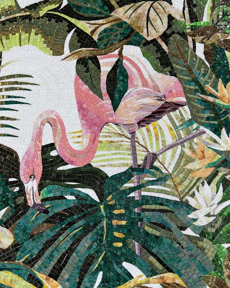 Toutes les publications • Instagram Tropical Mosaic, Sicis Mosaic, Recycled Glass Tile, Tile Artwork, Tropical Flamingo, Glass Paintings, Mosaic Artwork, Hand Painted Tiles, Terracotta Tiles