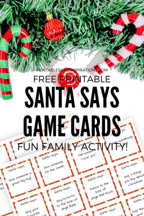 Free Printable Christmas Activity Cards! It's our Santa Says game cards for your Christmas family bonding. Free download now! #freeprintable #Christmas #printablesandinspirations Santa Says Game, Santa Says, Free Printable Monthly Planner, Vacation Board, Free Printable Christmas Cards, Planner Calendar Printables, Valentines Gift Card, Happy New Year Banner, Merry Christmas Banner