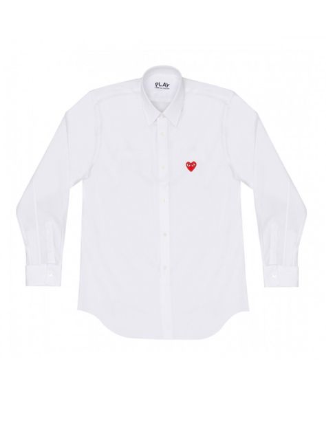 Shop your COMME DES GARCONS PLAY white shirt in cotton with a little red heart embroidered on chest on SERIE-NOIRE.com. Designer concept-store since 1982. Cdg Play, Comme Des Garcons Play, Comme Des Garcons, Concept Store, Red Heart, White Shirt, For Men, Wardrobe, Red