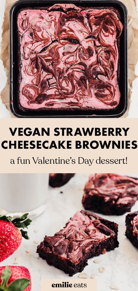 Strawberry Bites, Cheesecake Swirl Brownies, Brownie Treats, Vegan Brownies, Bolo Fit, Cake Strawberry, Vegan Brownie, Vegan Cheesecake, Strawberry Flavor