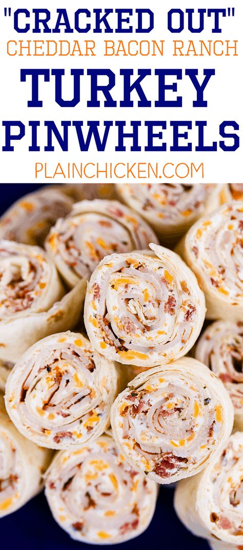 Turkey Pinwheels, Football Friday, Cracked Out, Pinwheel Sandwiches, Pinwheel Appetizers, Cheese Cheddar, Pinwheel Recipes, Plain Chicken, Chicken Sandwiches