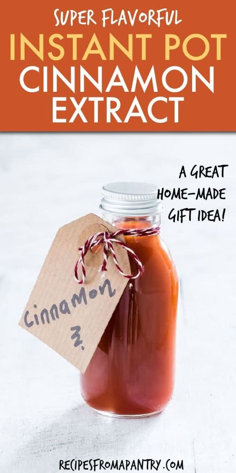 You can make homemade Cinnamon extract in your Instant Pot ready to use in as little as 1 day! Instant Pot Cinnamon Extract is ready in a fraction of the time and perfect for recipes like snickerdoodles and cinnamon rolls. Click through for the awesome cinnamon extract recipe!! #instantpot #instantpotrecipes #pressurecooker #pressurecookerrecipes #instantpotcinnamonextract #cinnamonextract #cinnamon #diyextracts #ediblegifts #holidaygifts #christmasgifts #gifts Diy Extracts, Berry Cobbler Recipes, Cinnamon Rolls From Scratch, Cinnamon Roll French, Cinnamon Extract, Cinnamon Roll Cheesecake, Cinnamon Roll French Toast, Homemade Vanilla Extract, Homemade Food Gifts