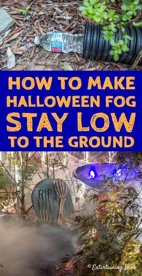 Learn how to make low lying fog that will have your Halloween graveyard or party looking spooky in no time. This DIY fog machine chiller does not use dry ice so it is really simple to make. #entertainingdiva #halloween #yardhaunt Halloween Yard Haunt, Fog Chiller, Low Lying Fog, Halloween Yard Displays, Halloween Yard Signs, Yard Haunt, Halloween Fest, Halloween Graveyard, Halloween House Party