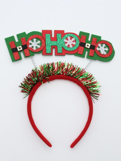 Multicolor Casual Collar  Brillante Navideño,Letras Diademas Personalizadas Embellished   Accesorios de Mujer Christmas Head Bands Diy, Tinsel Decor, Christmas Headband Diy, Fabric Headbands Diy, Christmas Headbands, Xmas Costumes, Christmas Collar, Headband Christmas, Christmas Hair Accessories