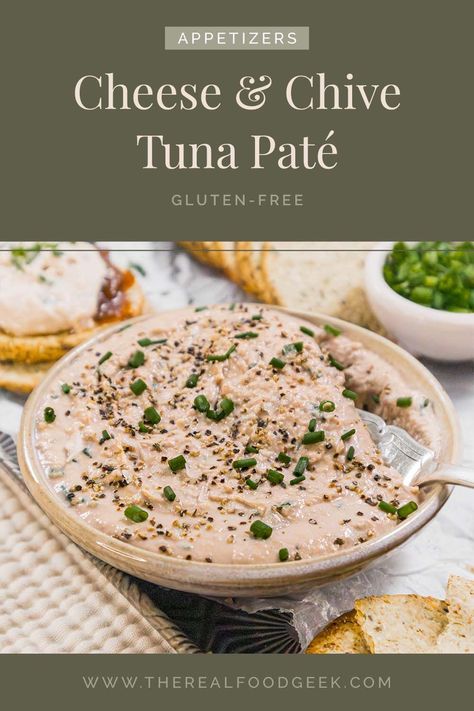 This Tuna Pate with Cream Cheese and Chives is a quick and easy recipe that can be enjoyed as a healthy snack or party appetizer. Scoop it up with veggie crudités or spread over crackers. All you need is six simple ingredients and five minutes of hands-on time. Follow along for more delicious and nutritious recipes! Tuna Pate, Recipe With Cream Cheese, Pate Recipes, Best Paleo Recipes, Nutritious Recipes, Party Appetizers Easy, Healthy Gluten Free Recipes, Party Appetizer, Cream Cheese Recipes