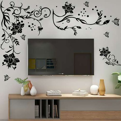 Tv Sofa, Pot Organization, Background Sticker, Butterfly Decal, Butterfly Wall Stickers, Stickers Wall, Butterfly Wall Art, Flowering Vines, Black Butterfly