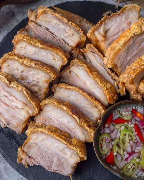 What To Eat PH on Instagram: “Anung masarap na partner ng Lechon Kawali? This Lechon Kawali will have you wanting to sin. Don't worry though, because there will be no…”