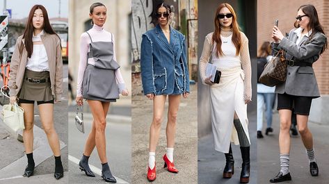 2023 Socks Trends, Sock Trends 2023, Fashion Week Fall 2023, 2023 Street Style, Heels And Socks, Fall 2023 Fashion, Trending Heels, Milan Fashion Week Street Style, Cashmere Socks