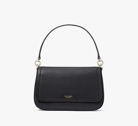 Designed for a classic flap silhouette in pebbled leather our Hudson bag is sure to become an everyday favorite. | Kate Spade Hudson Flap Shoulder Bag, Black Thrift Manifest, Kate Spade Purse Black, Flap Shoulder Bag, Black Purse, Chic Bags, Kate Spade Purse, Cute Purses, Shoulder Bag Black, Christmas 2024