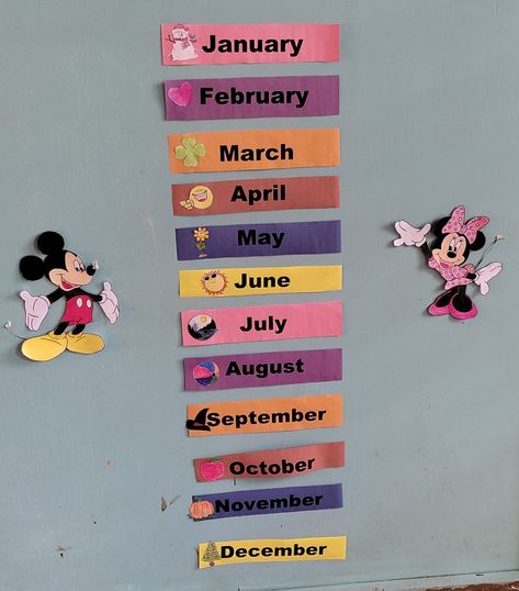 Months of the year Soft Board, Theme Soft, English Classroom, Months Of The Year, Diet Foods, Beautiful Moon, Decoration Wall, Months In A Year, Balanced Diet