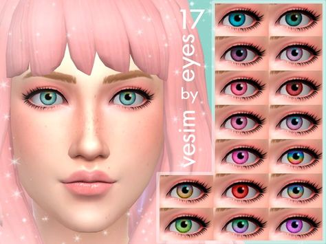 vesim's 17 Eyes Non Default Cas Default Sims 4, Sims 4 Cc Red Eyes, Ts4cc Makeup, Sims Face, Multi Colored Eyes, Sims 4 Cc Eyes, Anime Eye Makeup, Cc Sims4, Makeup Cc