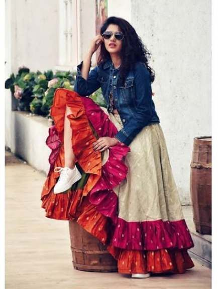 Indian Boho Fashion, Hippie Patterns, Boho Dress Wedding, Western Denim Jacket, Garba Dress, Choli Dress, Navratri Dress, Salwar Kamiz, Indian Gowns Dresses