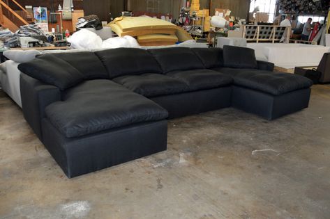 Restoration Hardware Cloud U Sectional replica in black | Flickr Cloud Couch Black, Black Cloud Couch, Miami Apartment Decor, Restoration Hardware Cloud Couch, Restoration Hardware Cloud, U Sectional, Couch Black, Crib Ideas, Cloud Couch