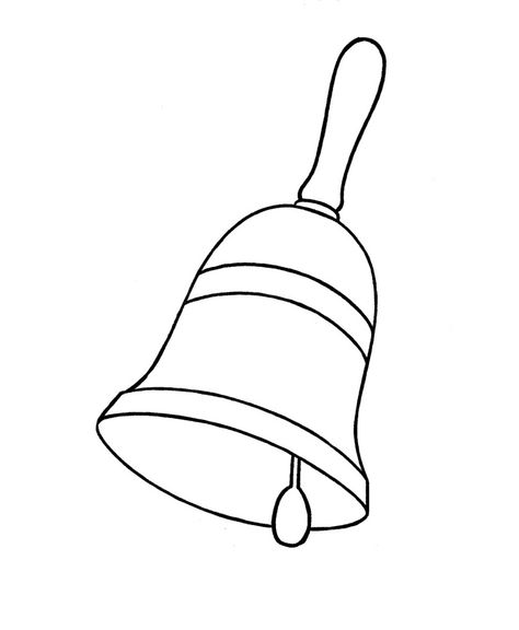 Bell Coloring Pages How To Draw A Bell, Last Bell Drawings, Bell Drawing Easy, Christmas Bells Drawing, Bell Drawing, Alphabet Objects, Hand Outline, Bell Pictures, Award Ribbons