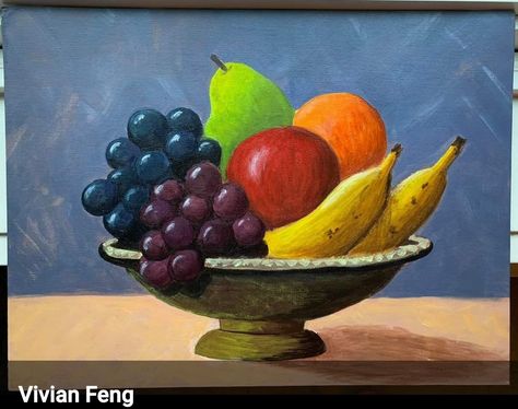 Fruit Bowl Painting, Cartoon Drawing For Kids, فن النسيج, Fruits Art, Easy Landscape Paintings, India Painting, Logo Game, Animal Drawings Sketches, Birthday Card Craft