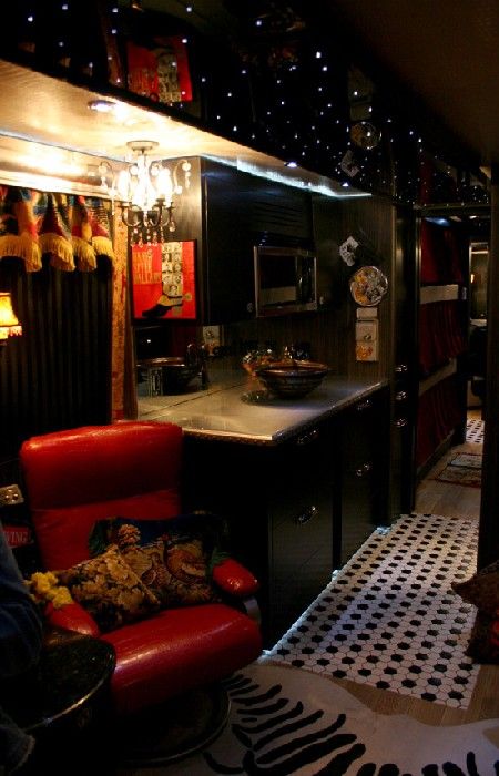 Stunning Witch Camper Interior, Gothic Rv Decor, Gothic Camper Decor, Gothic Rv Interior, Goth Trailer Home, Witchy Rv Decor, Gothic Camper Interior, Dark Boho Camper Interior, Goth Camper Interior