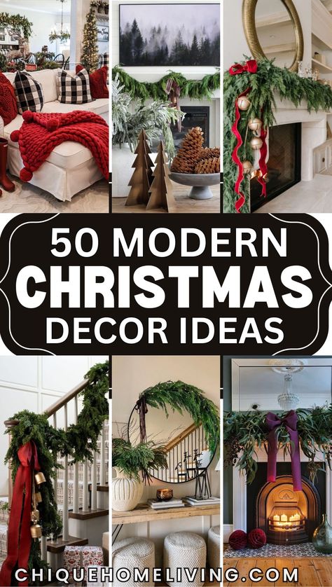 Christmas Decorating 2024, Black White And Green Christmas Decor, Modern Holiday Decor Christmas, Black And White Ornaments, Modern Christmas Decor Ideas, Contemporary Christmas Decor, Outdoor Decoration Ideas, Outdoor Christmas Decoration Ideas, Geometric Trees