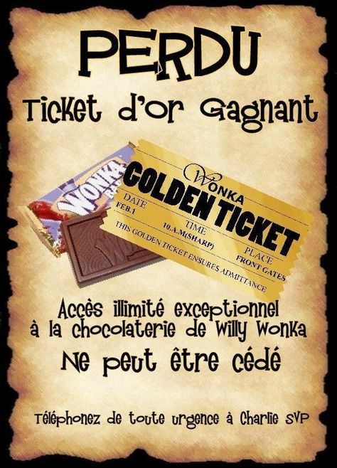 Affiche ticket d'or Charlie Roald Dalh, Enchanted Forest Birthday Party, Enchanted Forest Birthday, Willy Wonka Party, Forest Birthday Party, Tim Burton Movie, Anime Expo, Harry Potter Theme, Harry Potter Diy