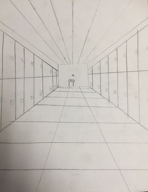 This a a 1 or 2 point perspective drawing of the hallway in school drawn with pencil. 1 Point Perspective Drawing, 2 Point Perspective Drawing, 2 Point Perspective, 1 Point Perspective, Girl Face Drawing, School Hallways, Point Perspective, Collage Background, Perspective Drawing