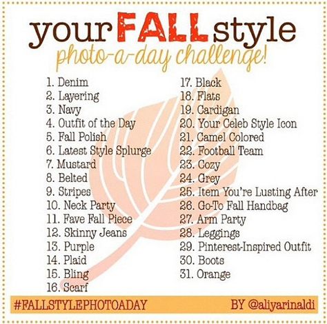 November Style Challenge, Fall Photo Challenge, Photo Challenge Instagram, October Photo Challenge, 30 Day Outfit Challenge, 30 Day Instagram Challenge, Picture Taking Tips, Art Challenge Ideas, Instagram Prompts