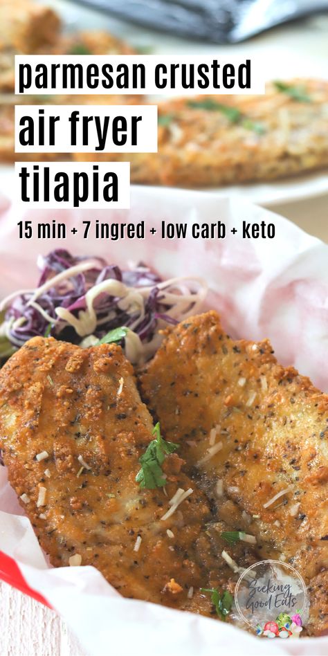 Different Ways To Make Tilapia, Different Ways To Cook Fish, Tilapia Recipes Low Calorie, Tilapia Recipes Baked Healthy Low Carb, Talapia Ideas Air Fryer Keto, Airfryer Tilapia Recipes, Talpia Fish Air Fryer, Baked Tilapia Recipes Air Fryer, Fish Air Fryer Recipes Tilapia