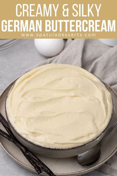 Silky German Butter Cream German Buttercream Frosting, German Buttercream Recipe, Frozen Custard Recipes, German Buttercream, Best Frosting, Candy Pie, Ermine Frosting, French Buttercream, European Butter