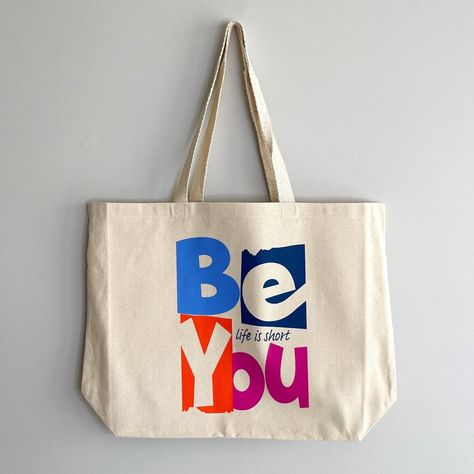 Creative Tote Bag, Diy Tote Bag, Screen Printing Designs, Canvas Tote Bag, Tote Bag Design, Printed Design, Grocery Store, Canvas Tote, The Office