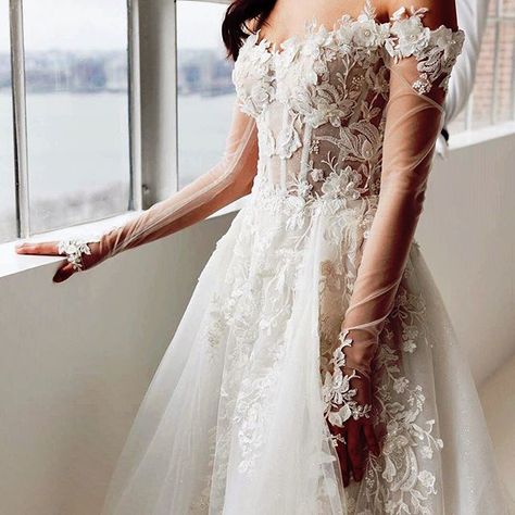 We master the art of details - a close look of the delicate craftsmanship of our #Lynn silk tulle A-line wedding dress.  Image: @morgannewsomphoto Catching Up With Friends, Galia Lahav Wedding Dress, Embellished Wedding Dress, Galia Lahav, European Wedding, Country Wedding Dresses, Ivory Bridal, Wedding Dress Couture, A-line Wedding Dress