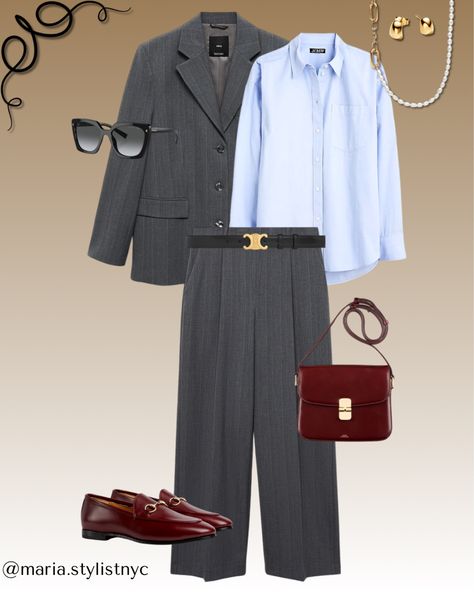 Classic Poplin Shirt curated on LTK Fashion Collage, Grey Trousers, Pinstripe Suit, Grey Outfit, Grey Blazer, Fashion Hacks Clothes, Poplin Shirt, Office Fashion, Blue Shirt