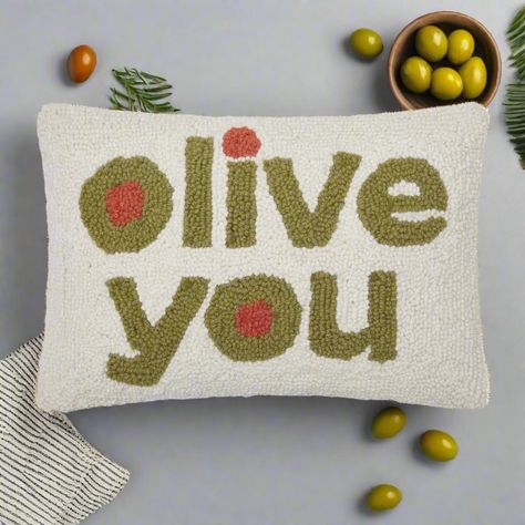 ARRIVING SOON!!! 🥂✨ "OLIVE you" to the moon and back! Our adorable cushion, featuring a playful olive design on a 100% wool front and velvet back, is almost here! 🌿💚 Limited quantities available for pre-order, so snag yours before they're gone! ✨🛋️ #olive #homedecorideas #homedecorator #homedecorinspo #homedecorating #homedecoration #homedecorlovers #HomeDecor #cushions #OliveYou Cozy Christmas Gifts, Sf Apartment, Chicago Apartment, Moody Bedroom, Dorm Inspo, Kitchen Rugs And Mats, Room Deco, Host Gifts, Kitchen Mirror