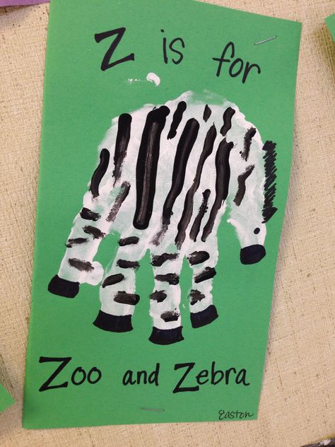 Z is for Zoo & Zebra handprint craft #barnyardcraftspreschool Z Handprint Craft, Zebra Handprint, Letter Z Crafts, Zebra Craft, Zoo Crafts, Zoo Animal Crafts, Diy Father's Day Crafts, Abc Crafts, Halloween Crafts Preschool