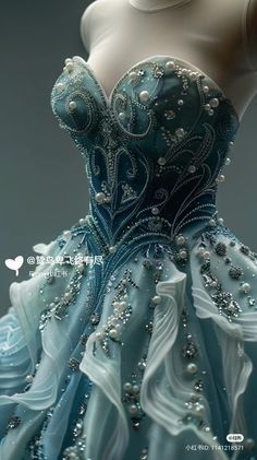 Non Apparel Textiles, Ocean Princess Dress, Sea Themed Outfits, Sea Themed Dress, Ocean Wedding Dress, Ocean Themed Dress, Sea Inspired Fashion, Ocean Dress, Carpet Outfits