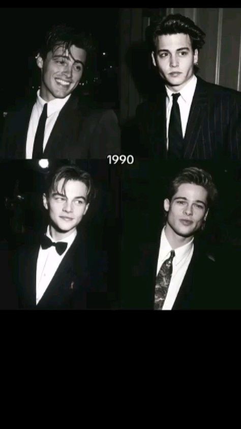 Johnny Brad And Leo, Leonardo And Johnny Depp, Johnnie Depp 90s, Leonardo Brad Johnny, Johnny Depp Brad Pitt Leonardo Dicaprio, 90s Men In Crop Tops, 90s Leonardo Dicaprio Hair, Younger Johnny Depp, 90s White Boys