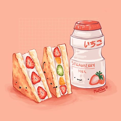 Strawberry Fluff, Food Watercolor, Ipad Pro Apple Pencil, Food Doodles, Instagram Tools, Foodie Art, Food Artwork, Creative Bookmarks, Food Illustration Art