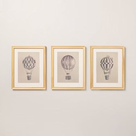 Hearth & Hand™ with Magnolia Nursery : Target Hot Air Balloon Sketch, Air Balloon Sketch, Hot Air Balloon Nursery Theme, Magnolia Nursery, Balloon Sketch, Hot Air Balloon Nursery, Screen Printing Art, Gold Frame Wall, Vintage Hot Air Balloon