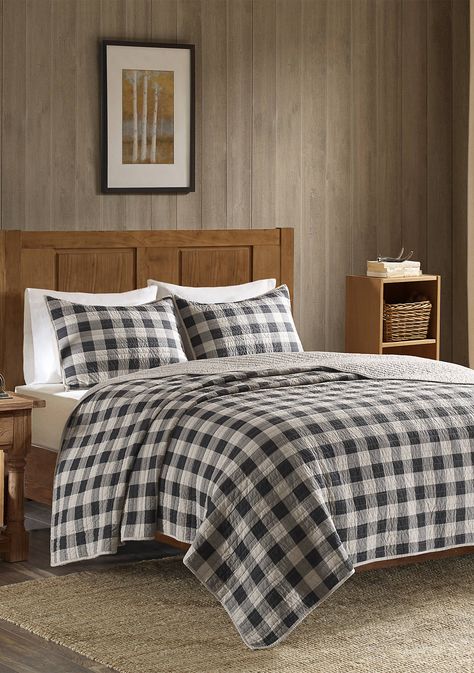 Woolrich Buffalo Check Oversized Quilt Gray 3 Piece Mini Set | belk Buffalo Check Quilt, California King Quilts, Oversized Quilt, King Quilt Sets, Cotton Quilt Set, Ruffle Bedding, Coverlet Set, Quilted Coverlet, King Quilt