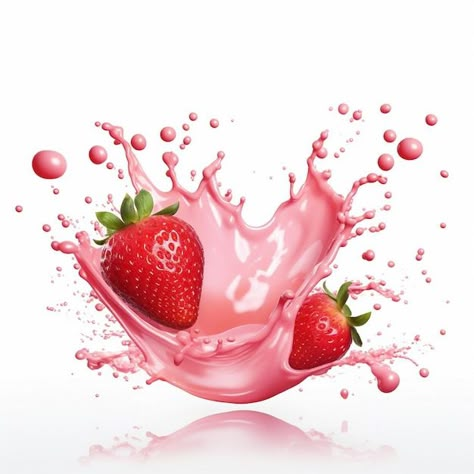 Strawberry Milk Packaging, Real Background, Fruit Splash, Pink Splash, Milk Splash, Overlays For Edits, Birthday Background Images, Creative Advertising Design, Fruit Photography