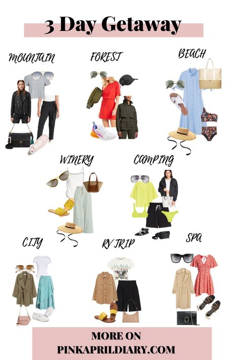 Mountain Weekend Outfit Spring, How To Pack For Weekend Trip, Pack List For Weekend Trip, Weekend Getaway Packing List Summer, Getaway Outfits Weekend, Weekend Packing Outfits, What To Pack For Weekend Getaway, Packing For Long Weekend, Packing For Weekend Trip Summer