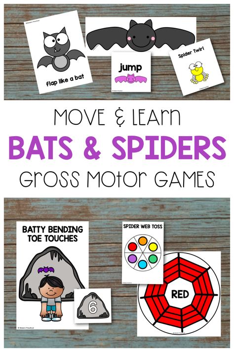 Bats Crafts Preschool, Spiders Preschool, Bats Activities, Movement Preschool, Spider Activities, Transition Activities, Strengthen Core Muscles, Bat Craft, Gross Motor Activity