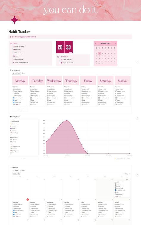 Habit Tracker Notion Template plannerspread #workfromhomeplanner🔗. Notion Template Ideas Habit Tracker, Notion Habit Tracker Template, Event Organizer Planners, Notion Habit Tracker, Study Planner Free, Notion Setup, Notion Ideas, Notion Inspo, Notion Aesthetic