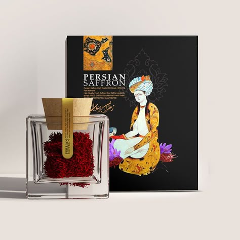 Iranian Saffron on Packaging of the World - Creative Package Design Gallery Saffron Box Design, Saffron Packaging Design Ideas, Saffron Packaging, Jars Packaging, Iranian Painting, Cookies Jar, Spices Packaging, Saffron Flower, Tea Packaging Design